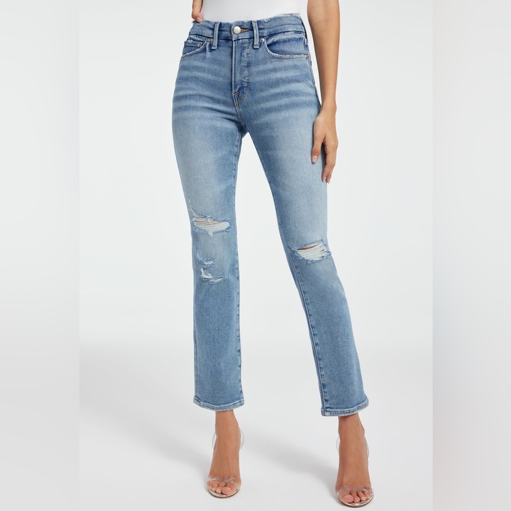 GOOD AMERICAN GOOD LEGS STRAIGHT LEG HIGH RISE VINTAGE INSPIRED JEANS NWT INDIGO